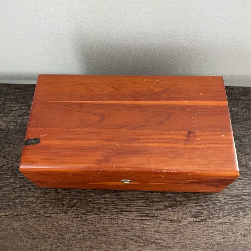 Lane | Vintage Cedar Salesman Sample Wood Chest Box Jewelry Storage Small Brown - Picture 9 of 10